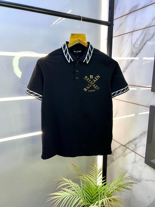 Balmain Paris Black Premium Polo T-Shirt for Men - Pihu Car Spa