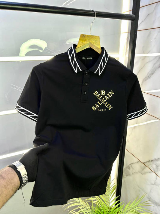 Balmain Paris Black Premium Polo T-Shirt for Men - Pihu Car Spa