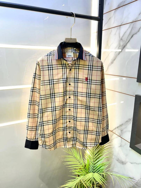 Burberry Men’s Premium Check Print Full Sleeve Casual Shirt with Gift Box Set - Pihu Car Spa